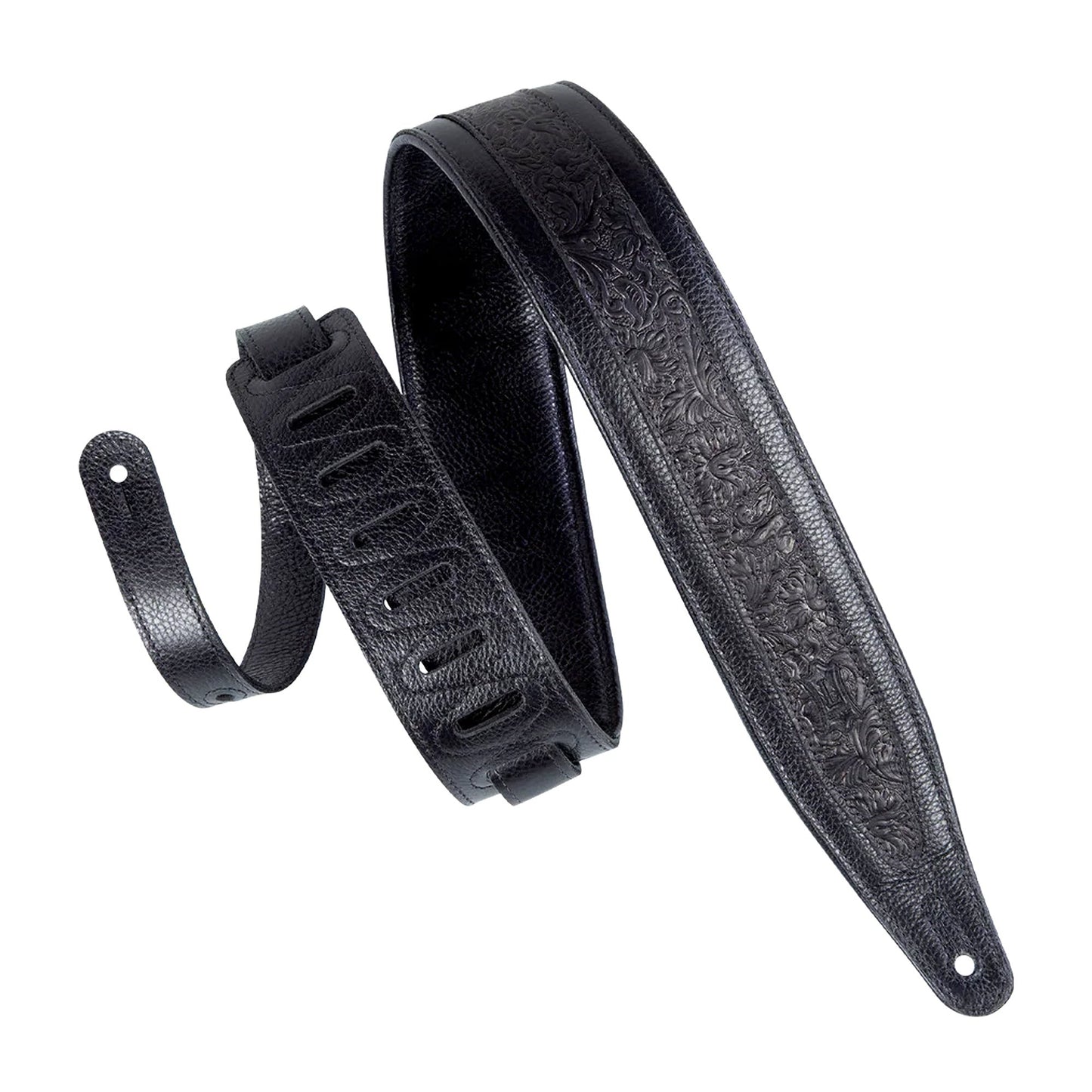Levy's 2.5" Padded Garment Guitar Strap Black w/Florentine Top