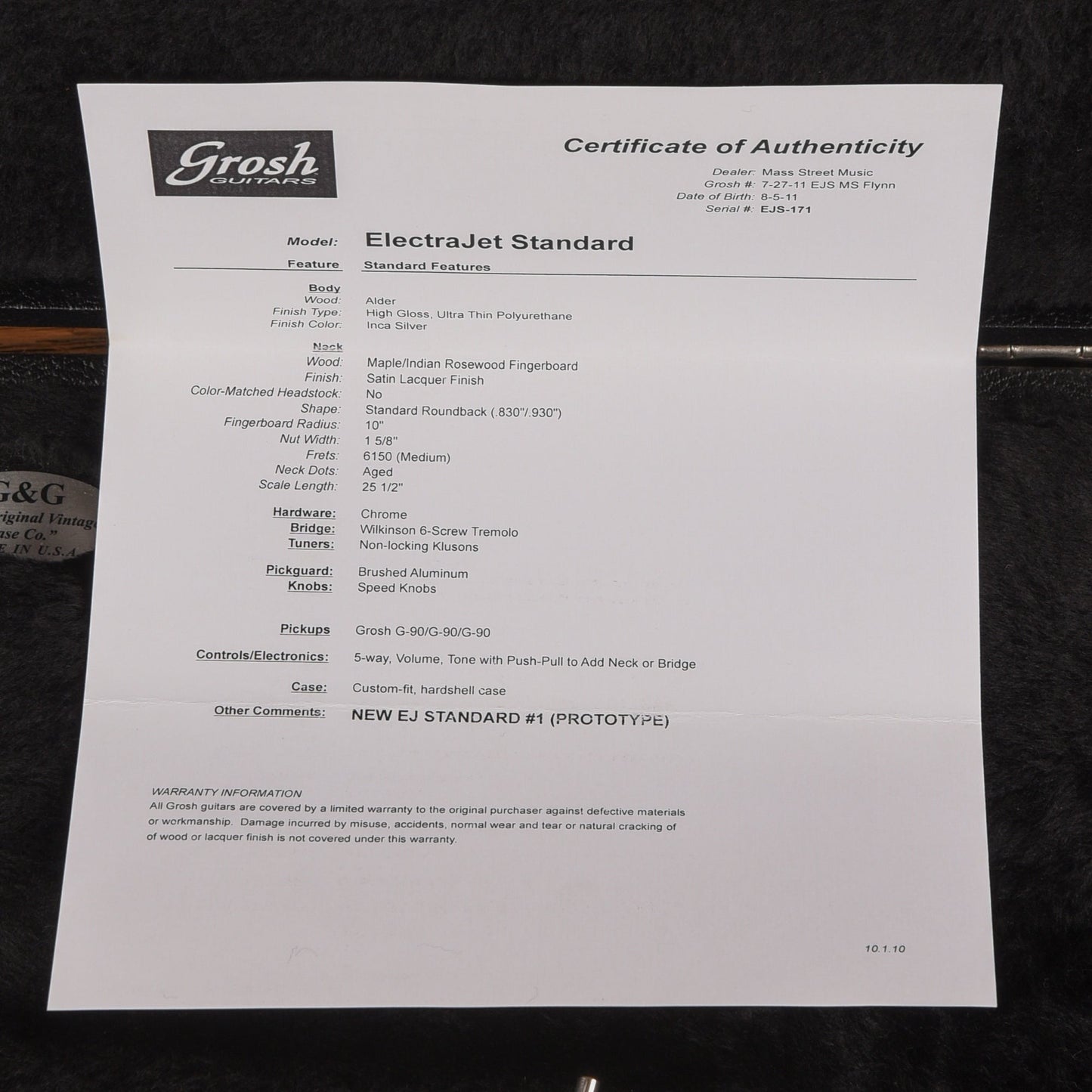 Grosh Guitars Electrajet Silver