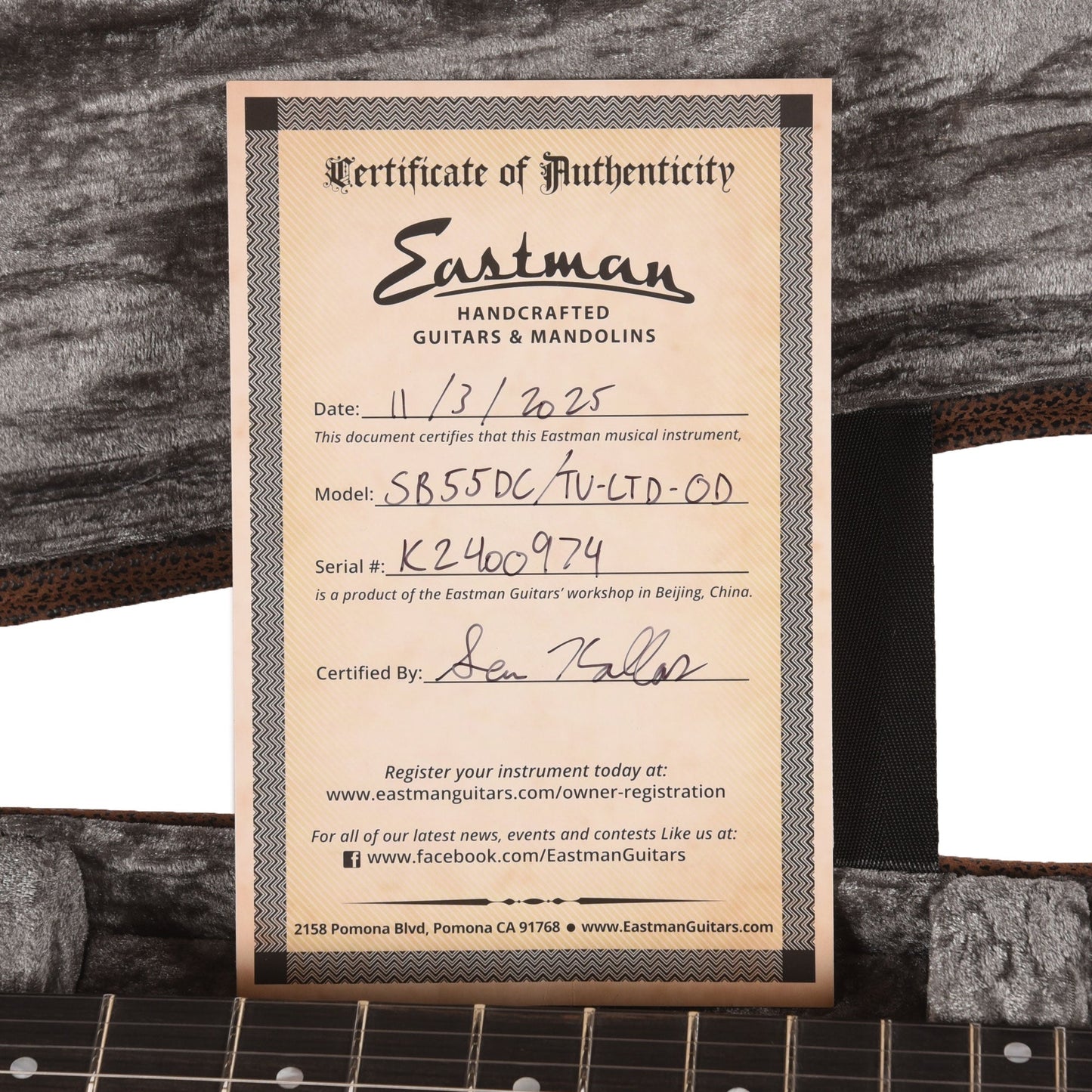 Eastman Limited Edition SB55DC/TV Olive Drab w/Lollar 50's Dog Ear P-90