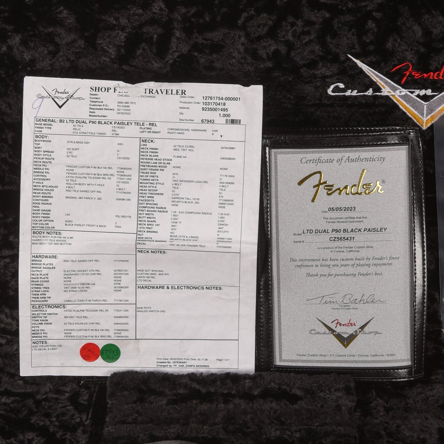 Fender Custom Shop Limited Edition Dual P-90 Telecaster Relic Black Paisley 2023