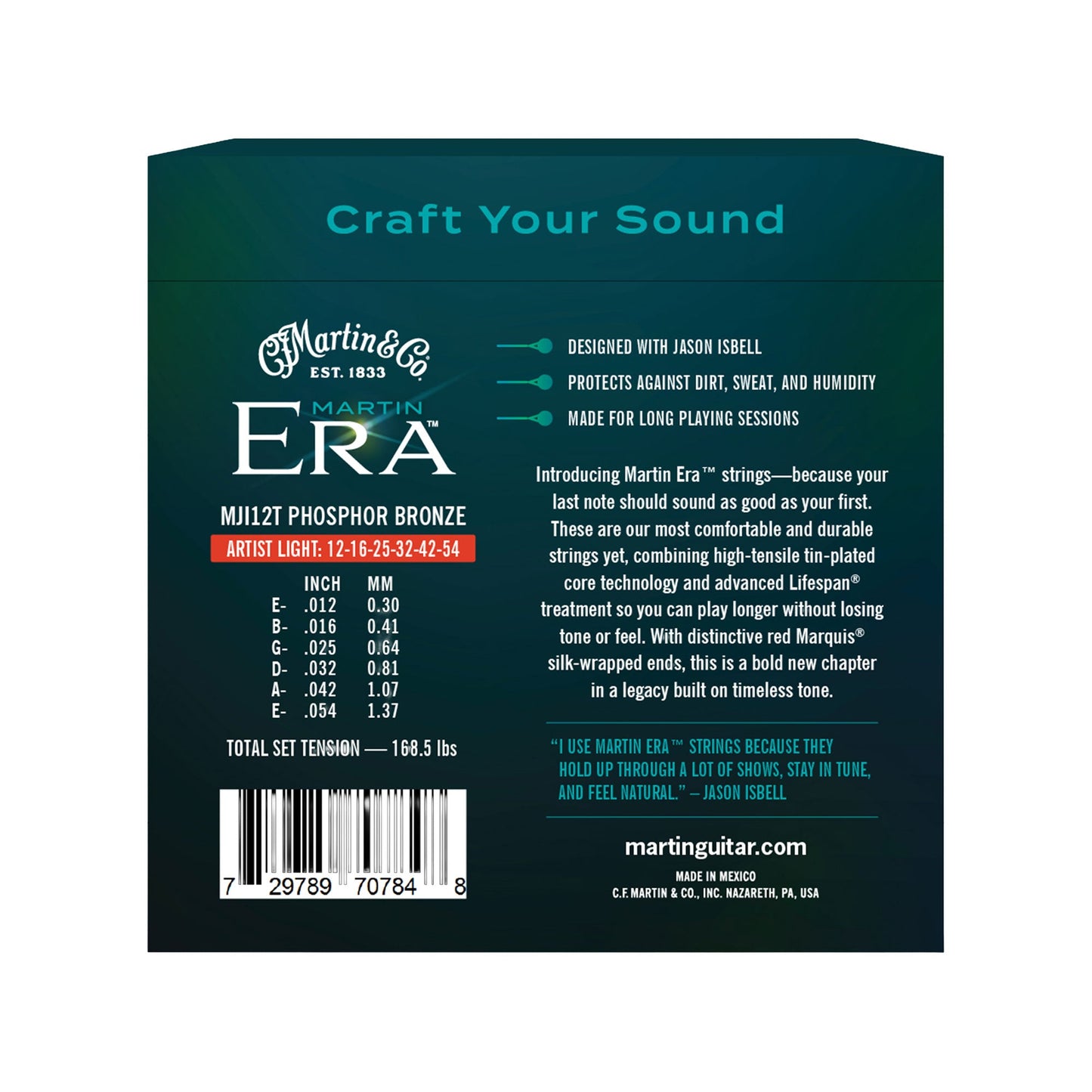 Martin Era MJI12T Treated Acoustic Guitar Strings Artist Light 12-54