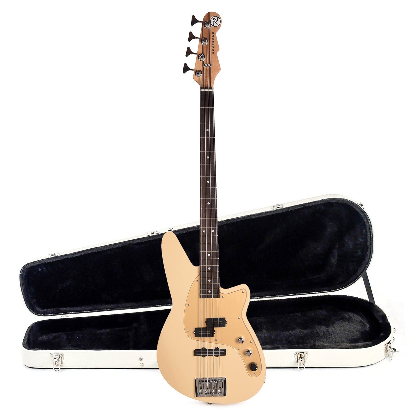 Reverend Decision Bass Guitar Sandstone and Teardrop Two Tone Case Bundle