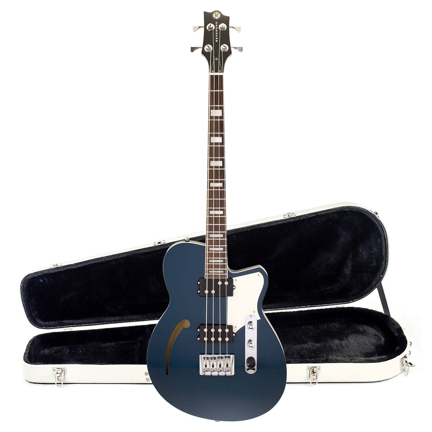 Reverend Dub King Bass Guitar High Tide Blue and Teardrop Two Tone Case Bundle