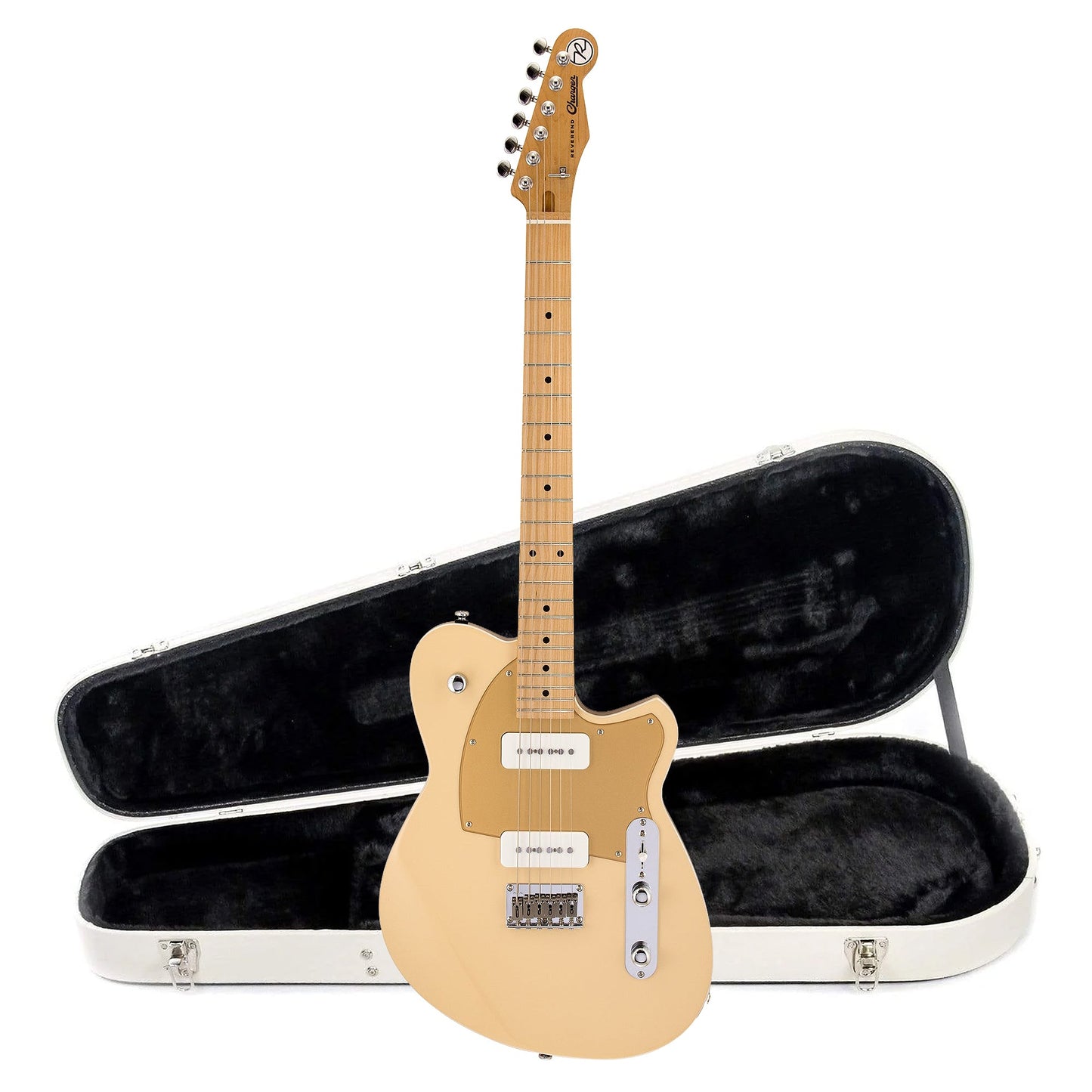 Reverend Charger 290 Electric Guitar Sandstone and Teardrop Two Tone Case Bundle