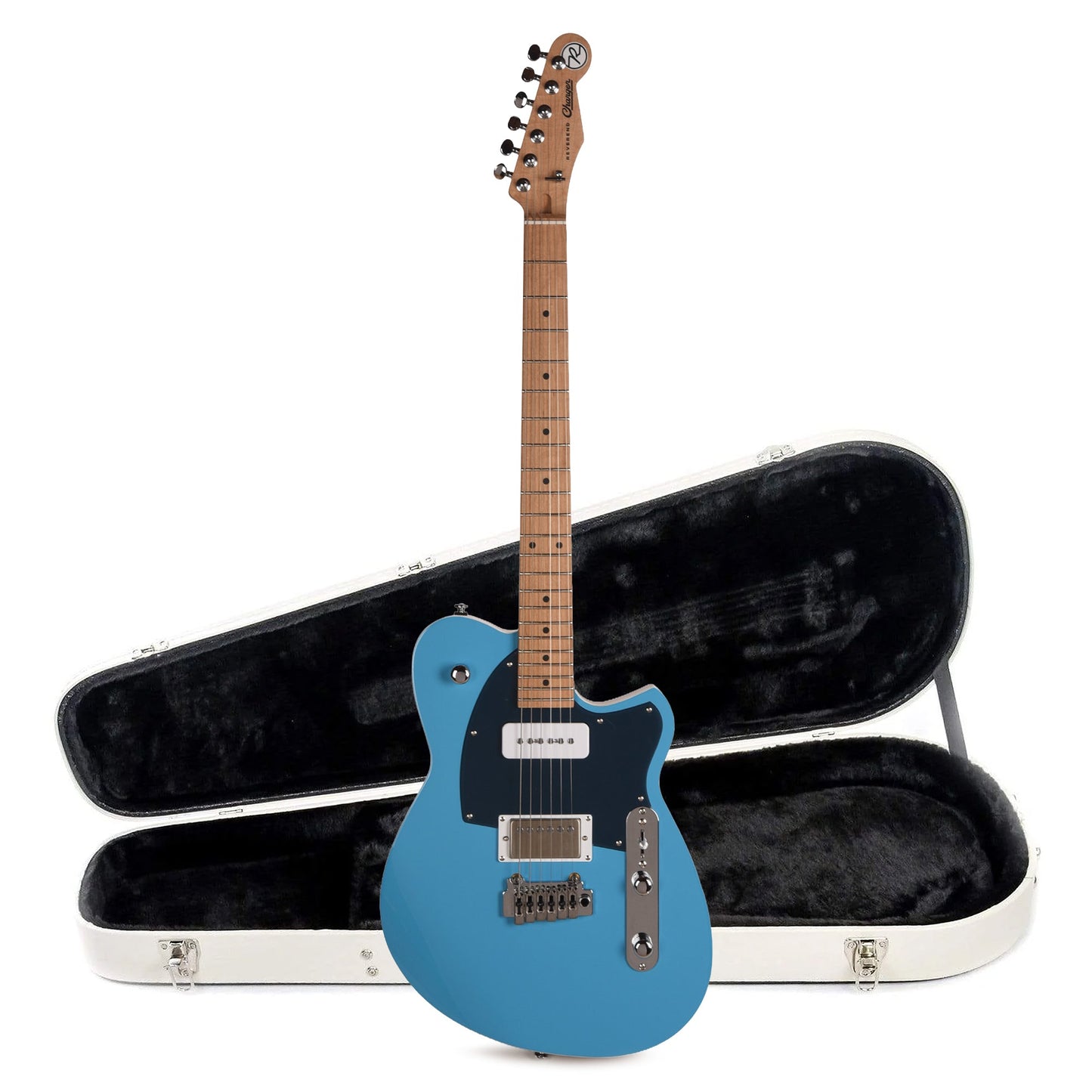 Reverend Charger H90 Electric Guitar w/ Wilkinson Ohana Blue and Teardrop Two Tone Case Bundle