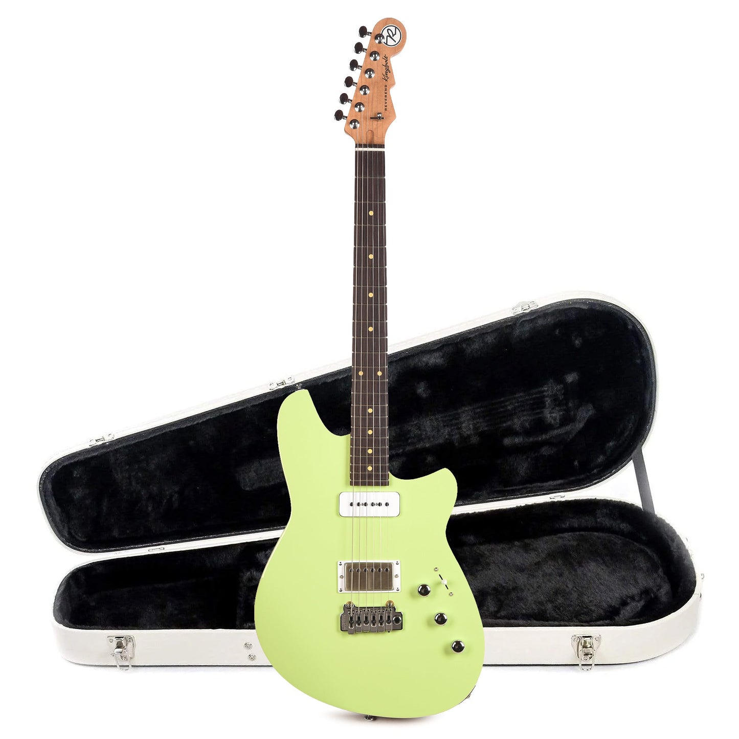 Reverend Kingbolt H90 Electric Guitar Citrus Cream and Teardrop Two Tone Case Bundle