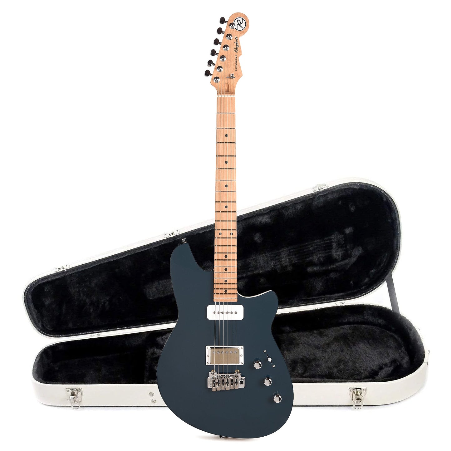 Reverend Kingbolt H90 Electric Guitar High Tide Blue and Teardrop Two Tone Case Bundle