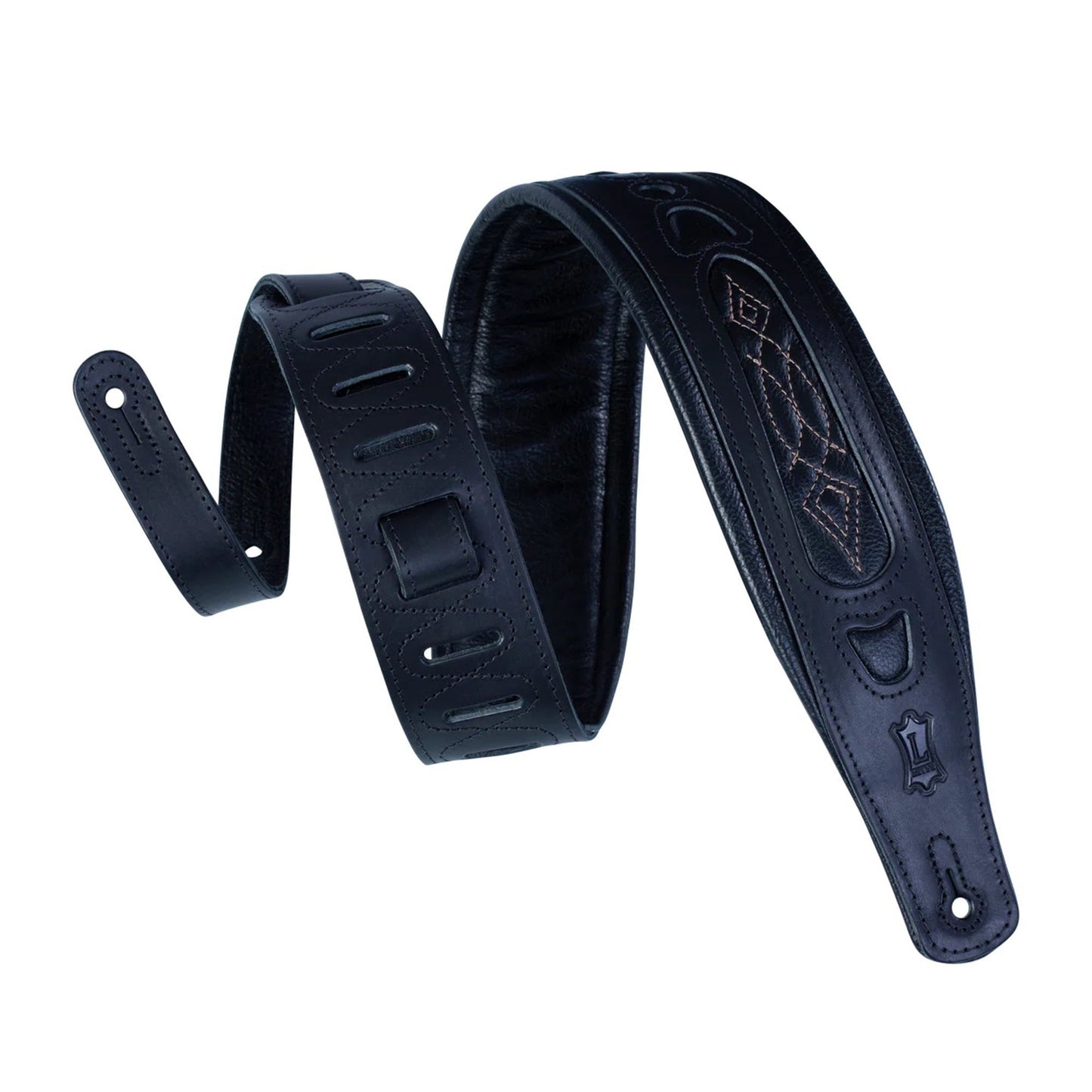 Levy's 3" Veg-Tan Leather Guitar Strap Black