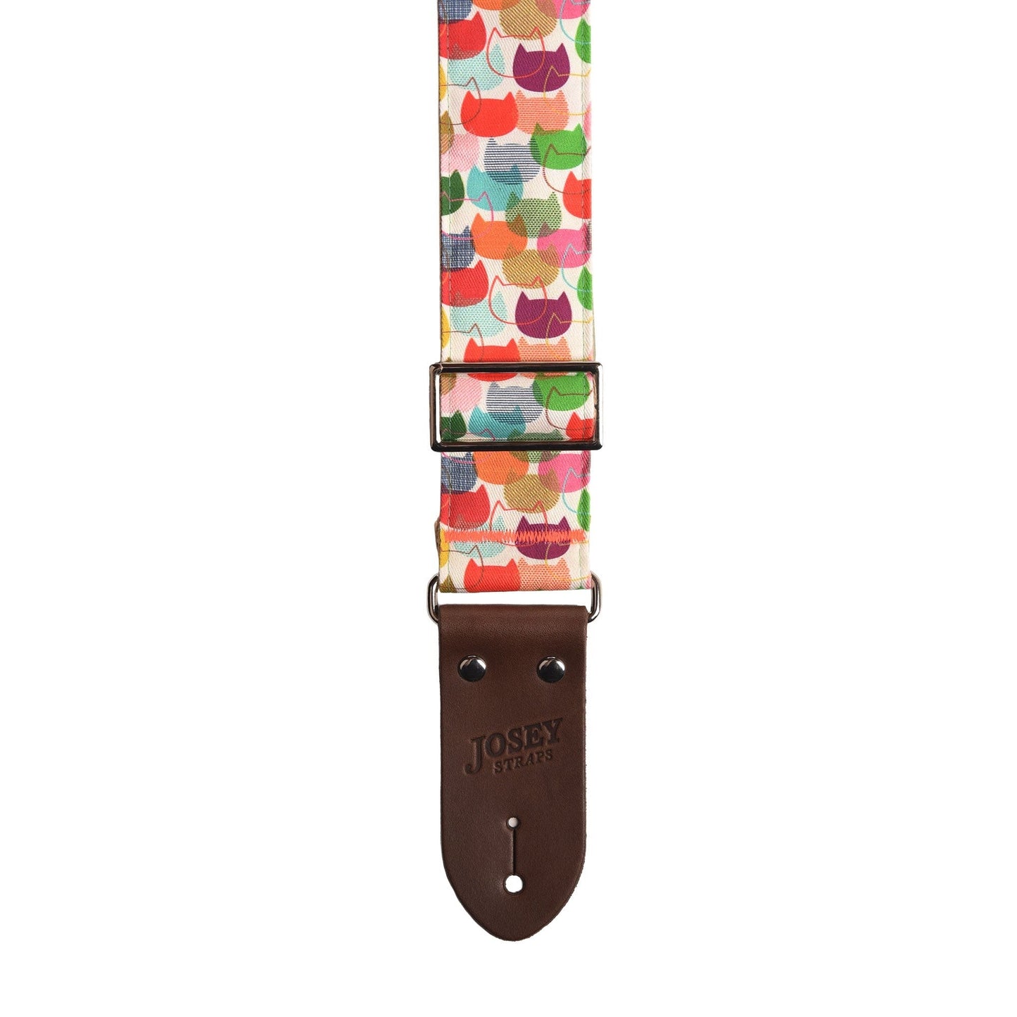 Josey Meowza 2" Guitar Strap w/Chocolate Ends and Cotton Backing