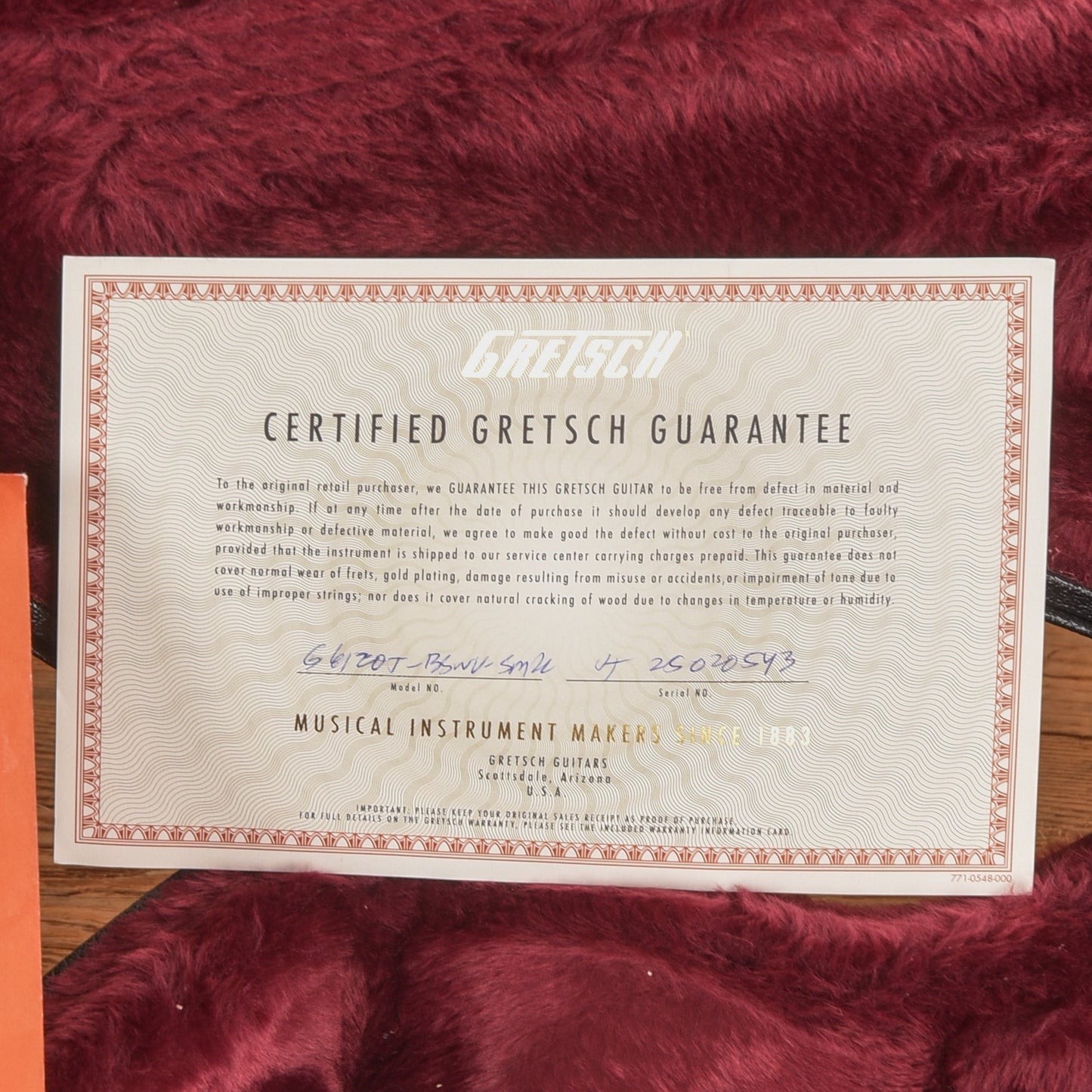Gretsch G6120T-BSSMK Brian Setzer Signature Nashville '59 "Smoke" Orange 2025