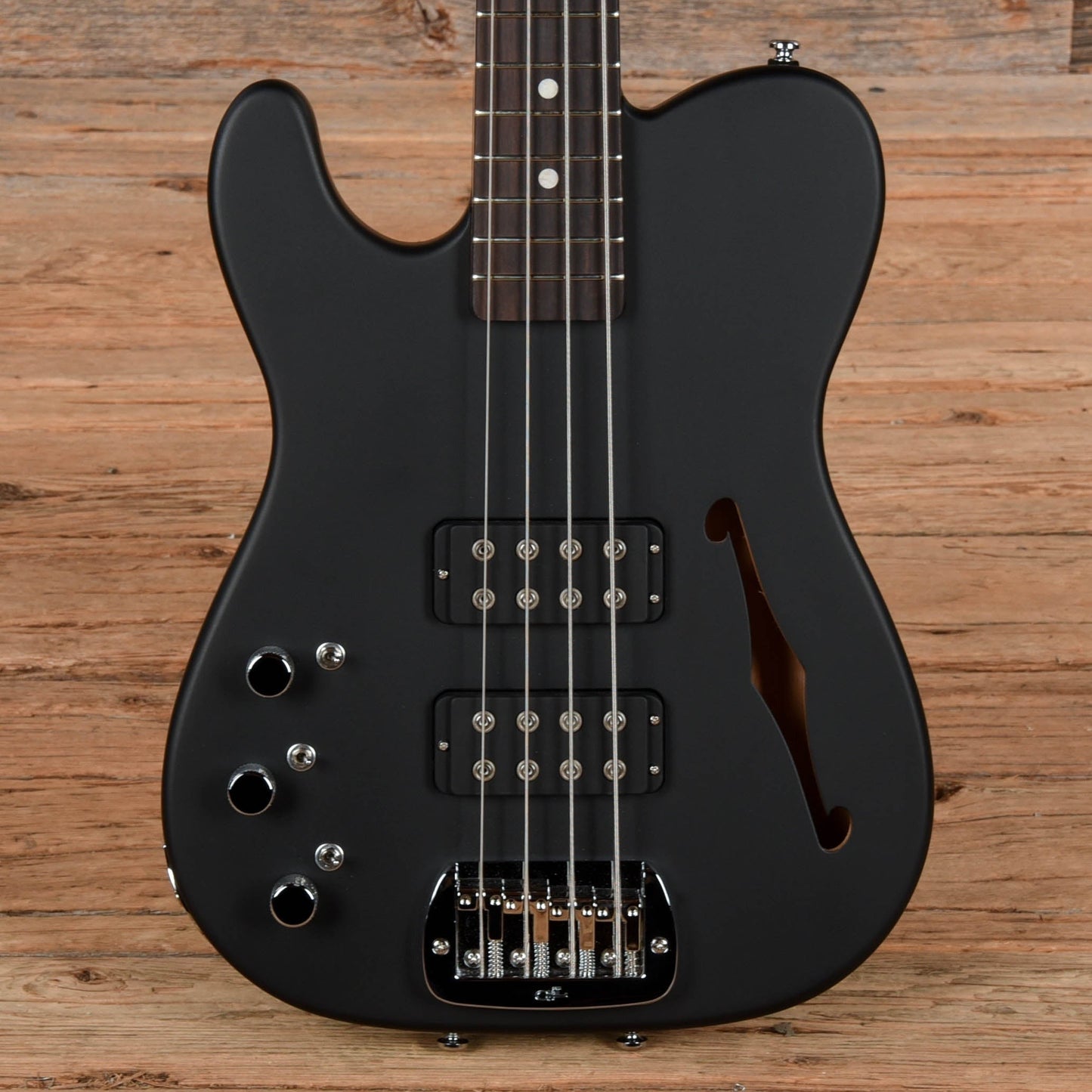 G&L USA ASAT Bass Semi-Hollow Satin Black LEFTY