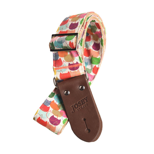 Josey Meowza 2" Guitar Strap w/Chocolate Ends and Cotton Backing