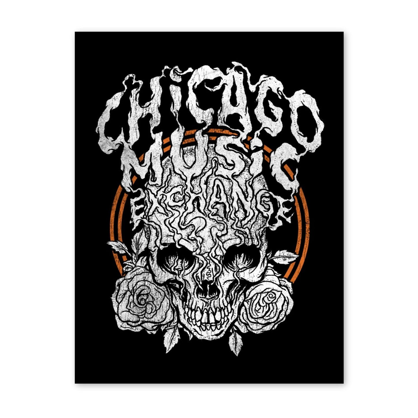CME "Skull & Roses" Rectangle Sticker, Matte Vinyl, 4x3"
