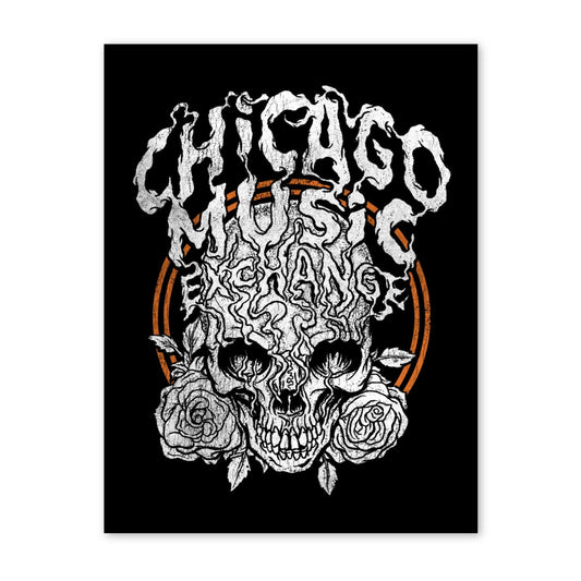 CME "Skull & Roses" Rectangle Sticker, Matte Vinyl, 4x3"