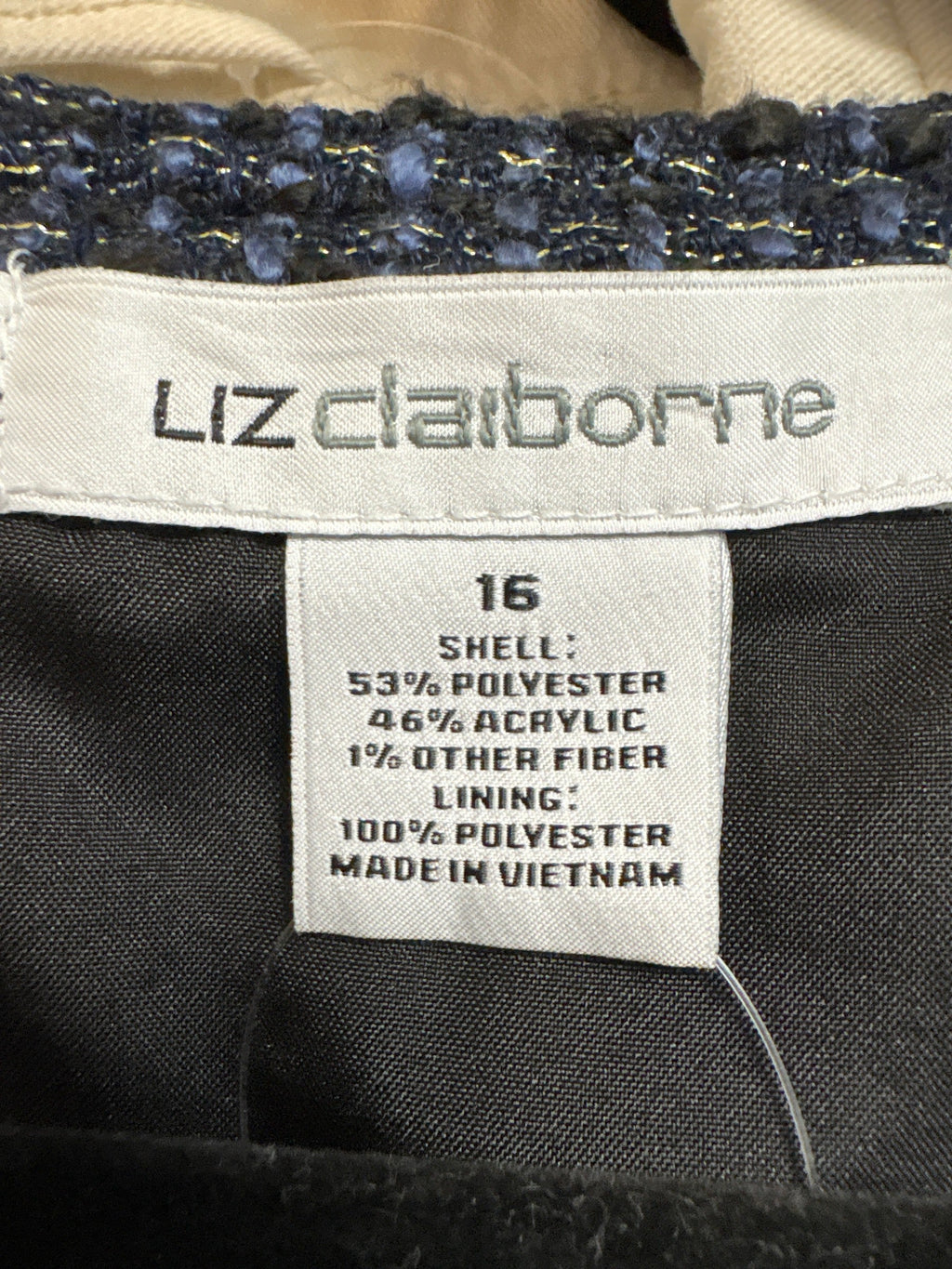 Liz Claiborne Black/Blue/Gold Dress, 16