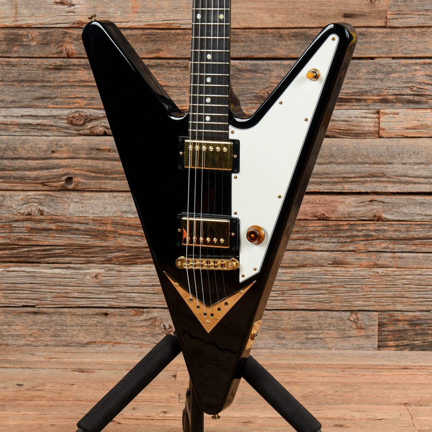 Gibson Reverse Flying V Black - Dave Amato of REO Speedwagon