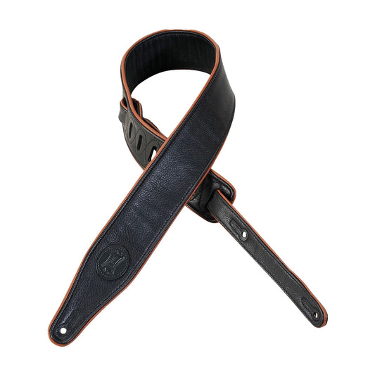 Levy's 2.5" Ultra-Soft Padded Garment Leather Guitar Strap Black