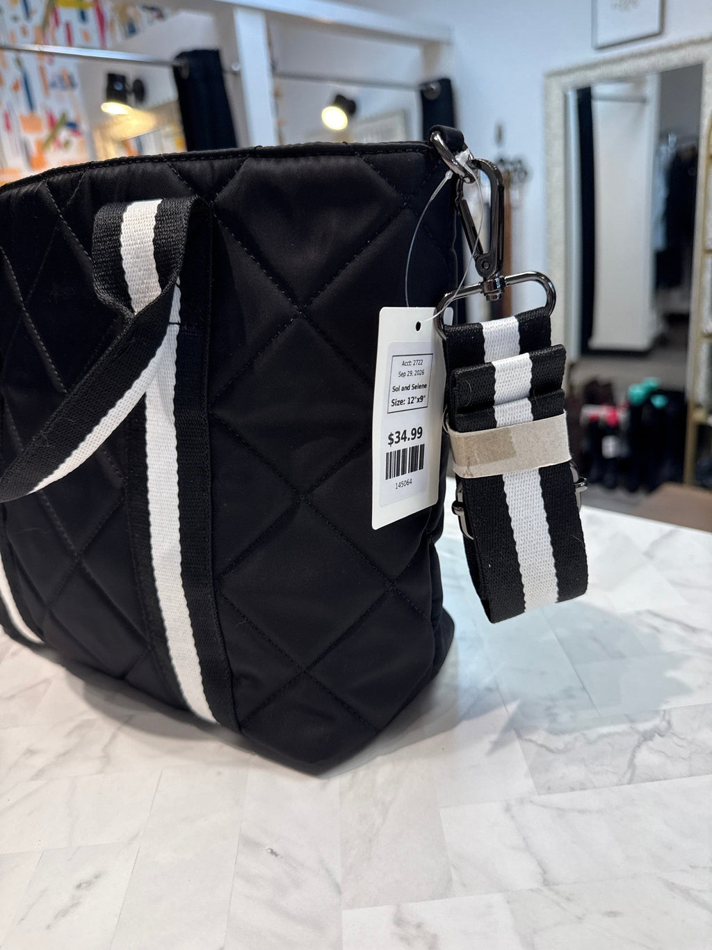 Sol and Selene Black Crossbody Bag, 12"x9"