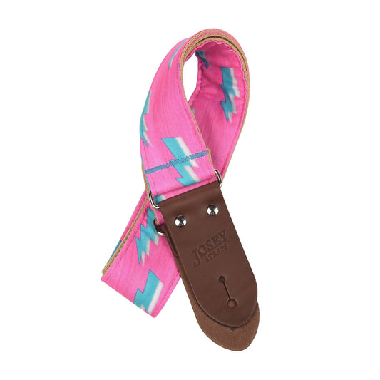 Josey Heat Lightning 2" Guitar Strap w/Chocolate Ends and Cotton Backing