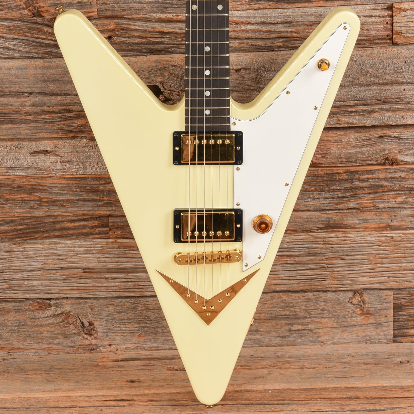 Gibson Reverse Flying V White - Dave Amato of REO Speedwagon