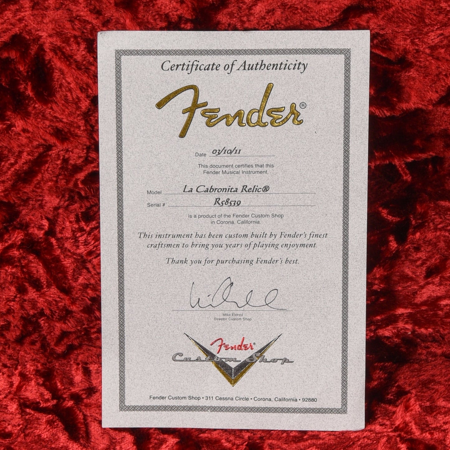 Fender Custom Shop La Cabronita Relic Shoreline Gold 2011