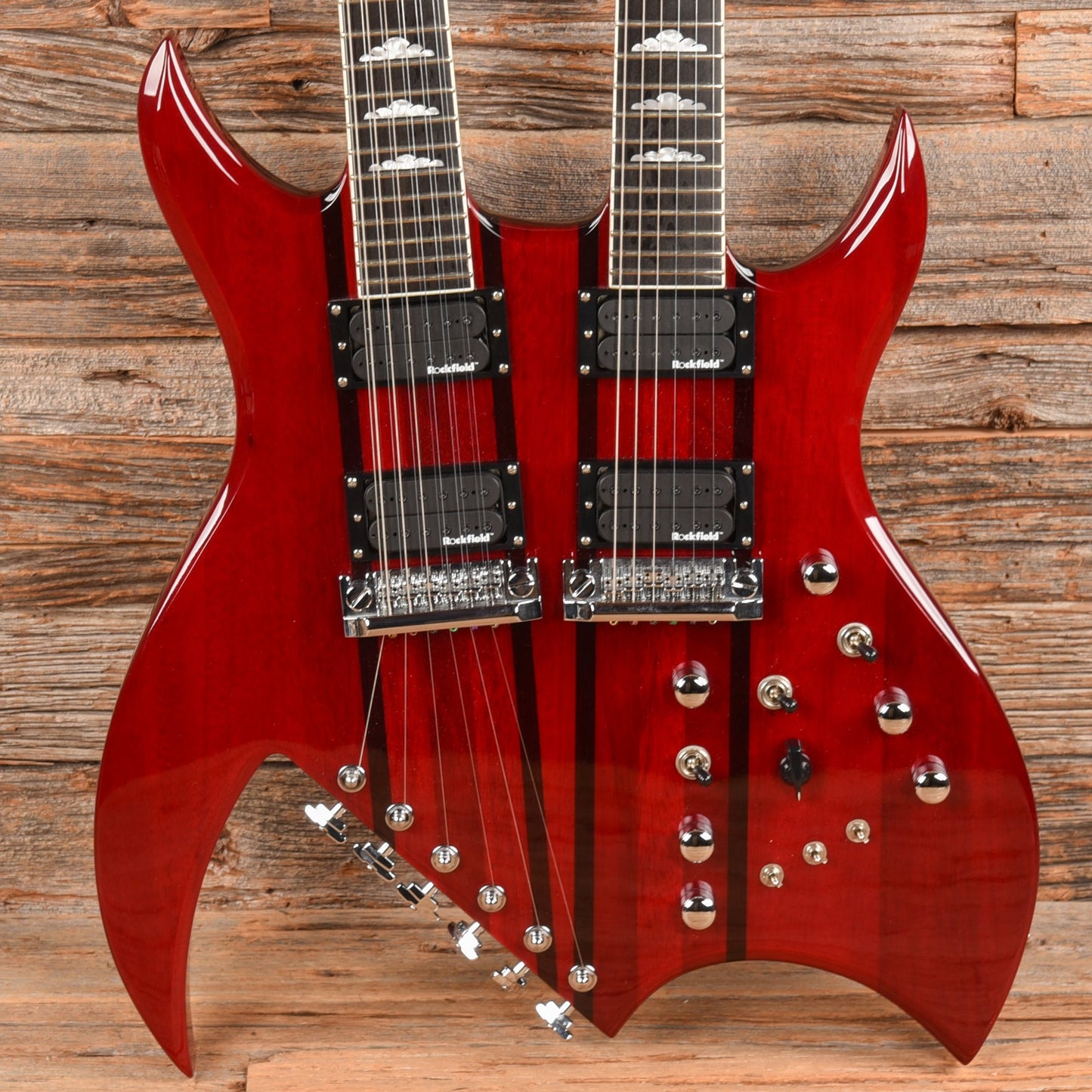 B.C. Rich Rich B Legacy Double Neck 2009 Trans Red - Dave Amato of REO Speedwagon
