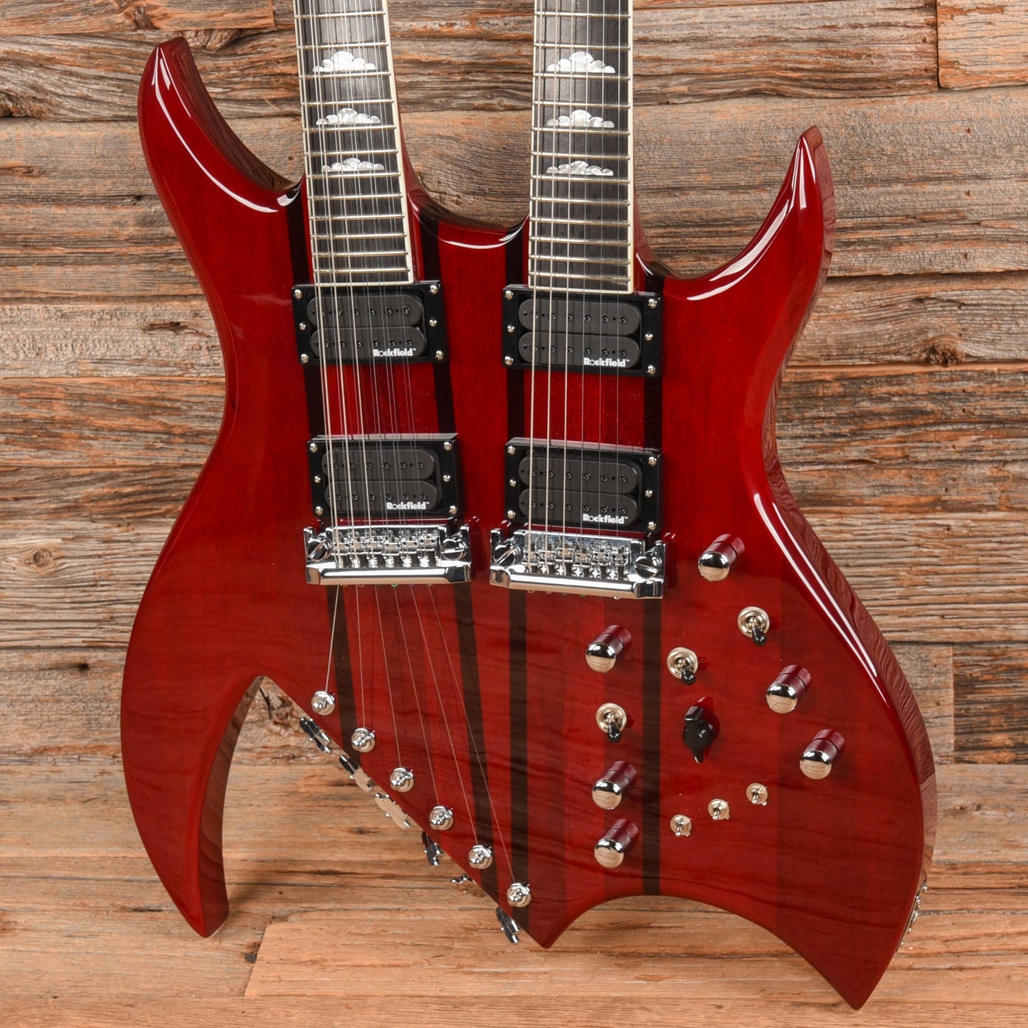 B.C. Rich Rich B Legacy Double Neck 2009 Trans Red - Dave Amato of REO Speedwagon