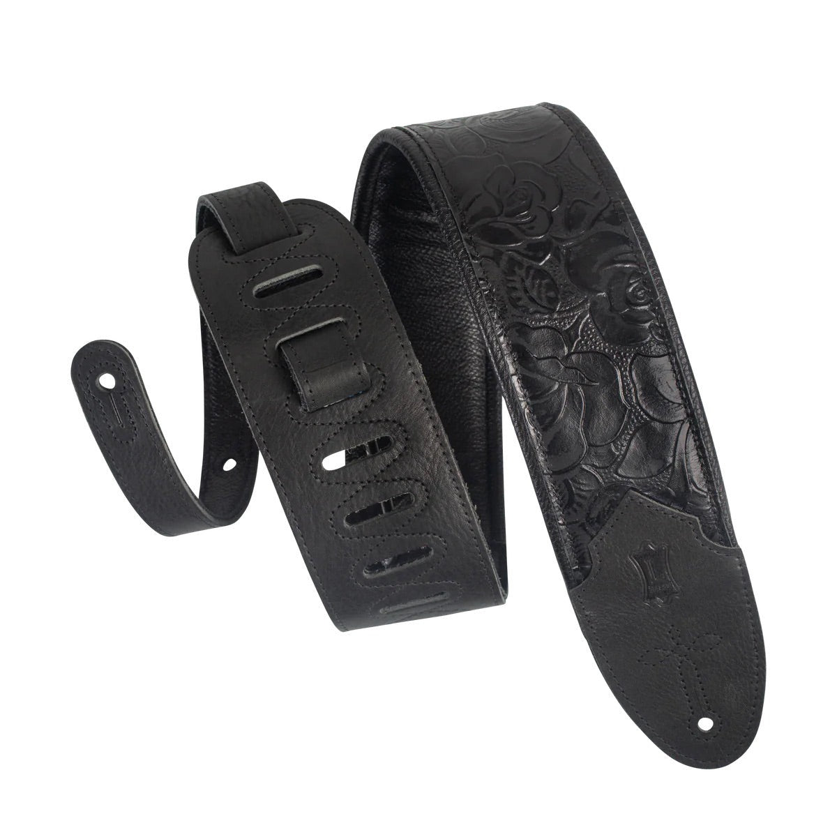 Levy's Sundance Series 3" Wide Embossed Leather Guitar Strap Black