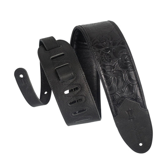 Levy's Sundance Series 3" Wide Embossed Leather Guitar Strap Black