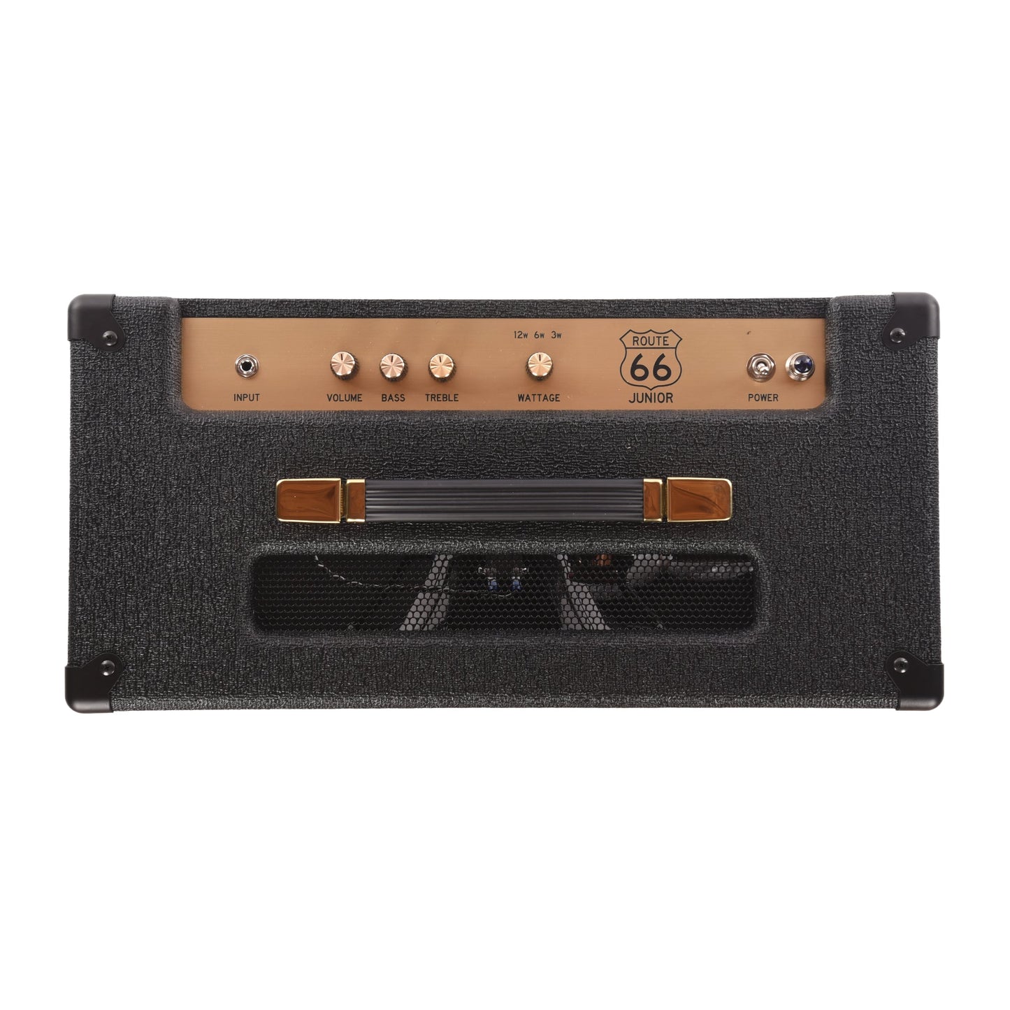 Dr. Z Route 66 Jr. 12w 1x12 Combo Black w/ Checkered Basketweave Grille, Gold Z and Handle
