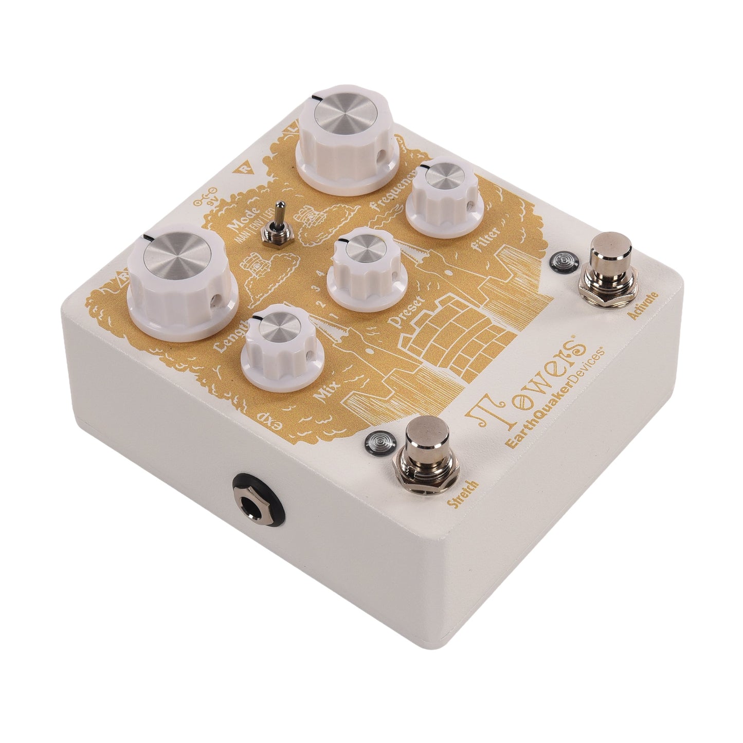 EarthQuaker Devices Towers Soundscape Generator Stereo Reverb Pedal White/Golden Wheat