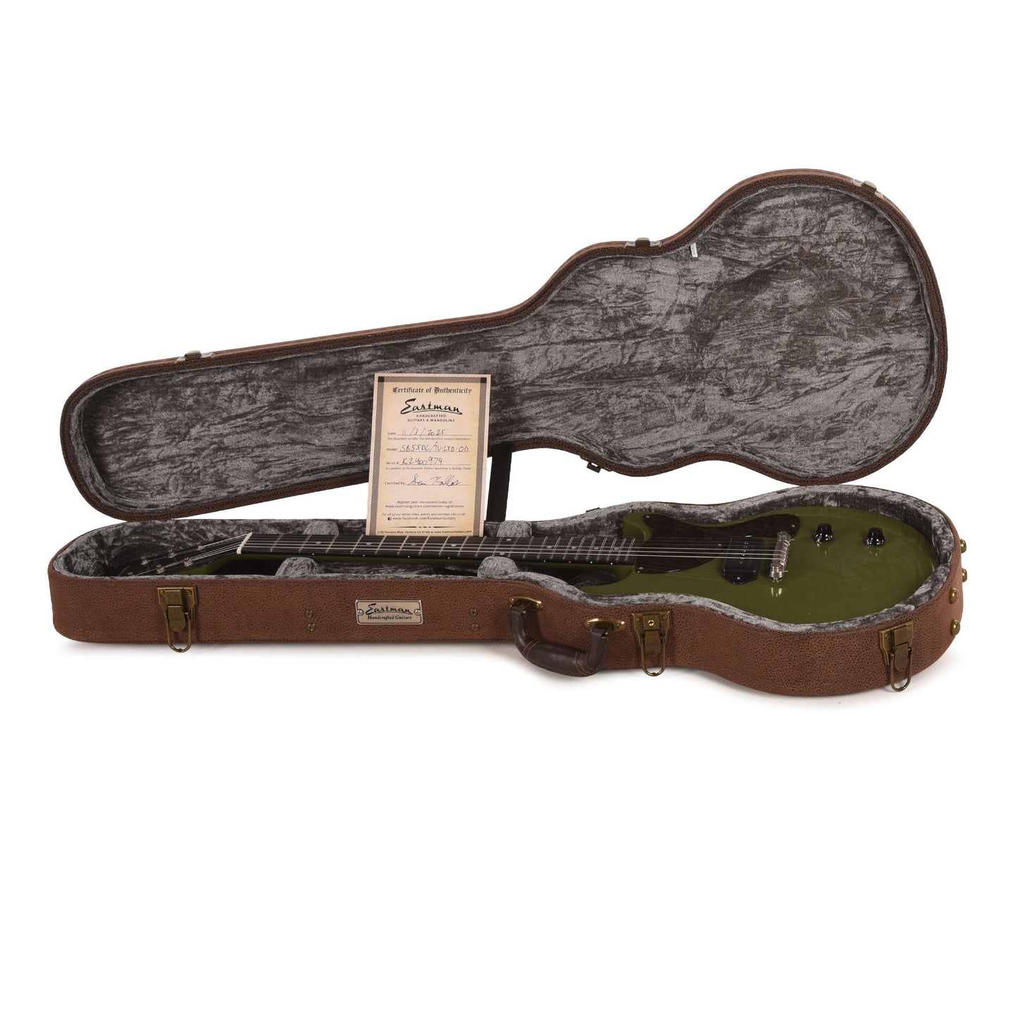 Eastman Limited Edition SB55DC/TV Olive Drab w/Lollar 50's Dog Ear P-90