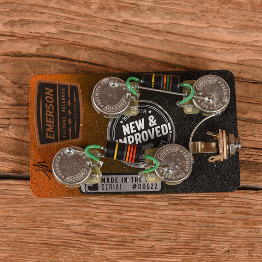 Emerson Custom Prewired Kit for Les Paul Short Shaft 3/8" (500K Pots, 0.022Uf & 0.015Uf Bumblebee)