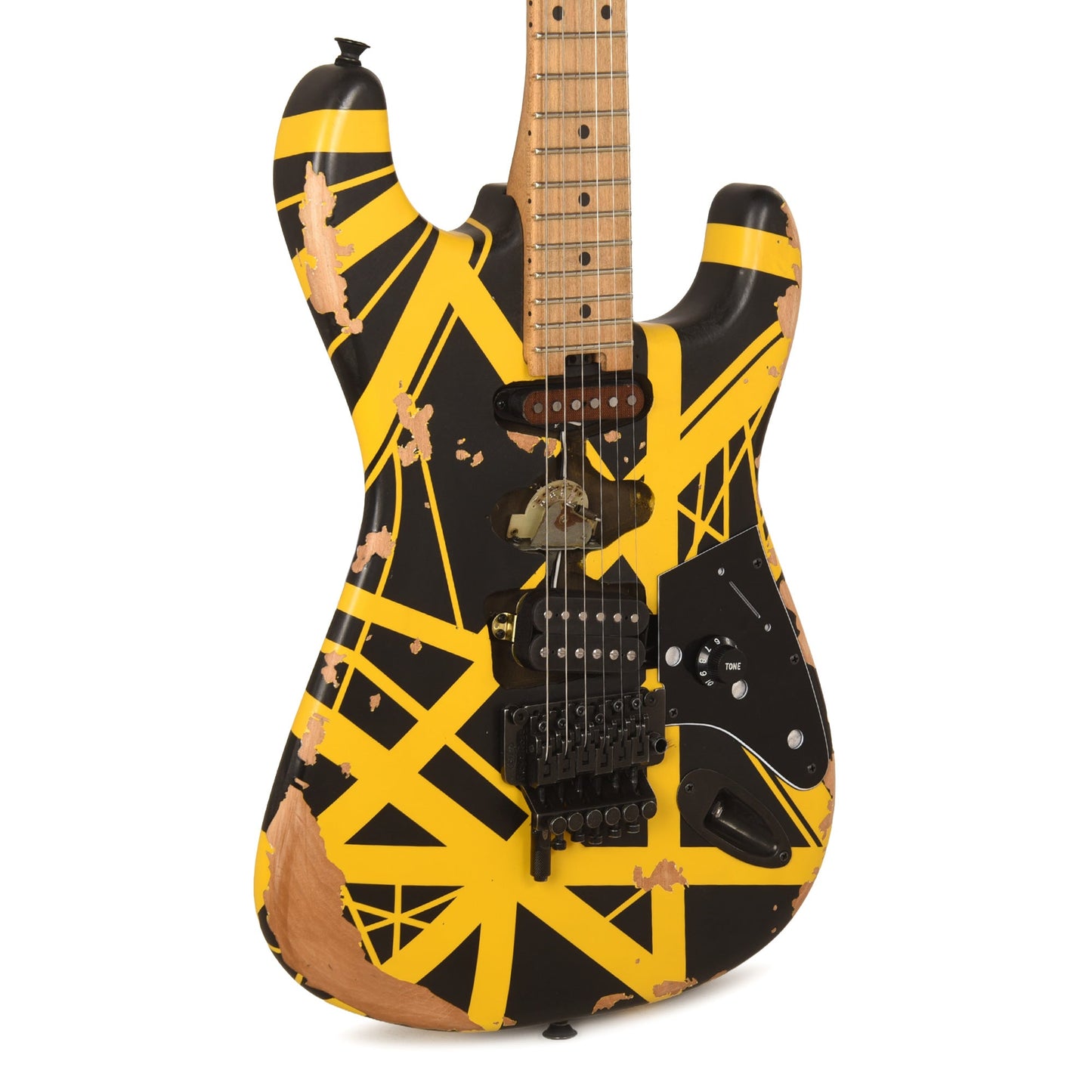 EVH Limited Edition Striped Series Frankenstein Frankie Black w/Yellow Stripes Aged