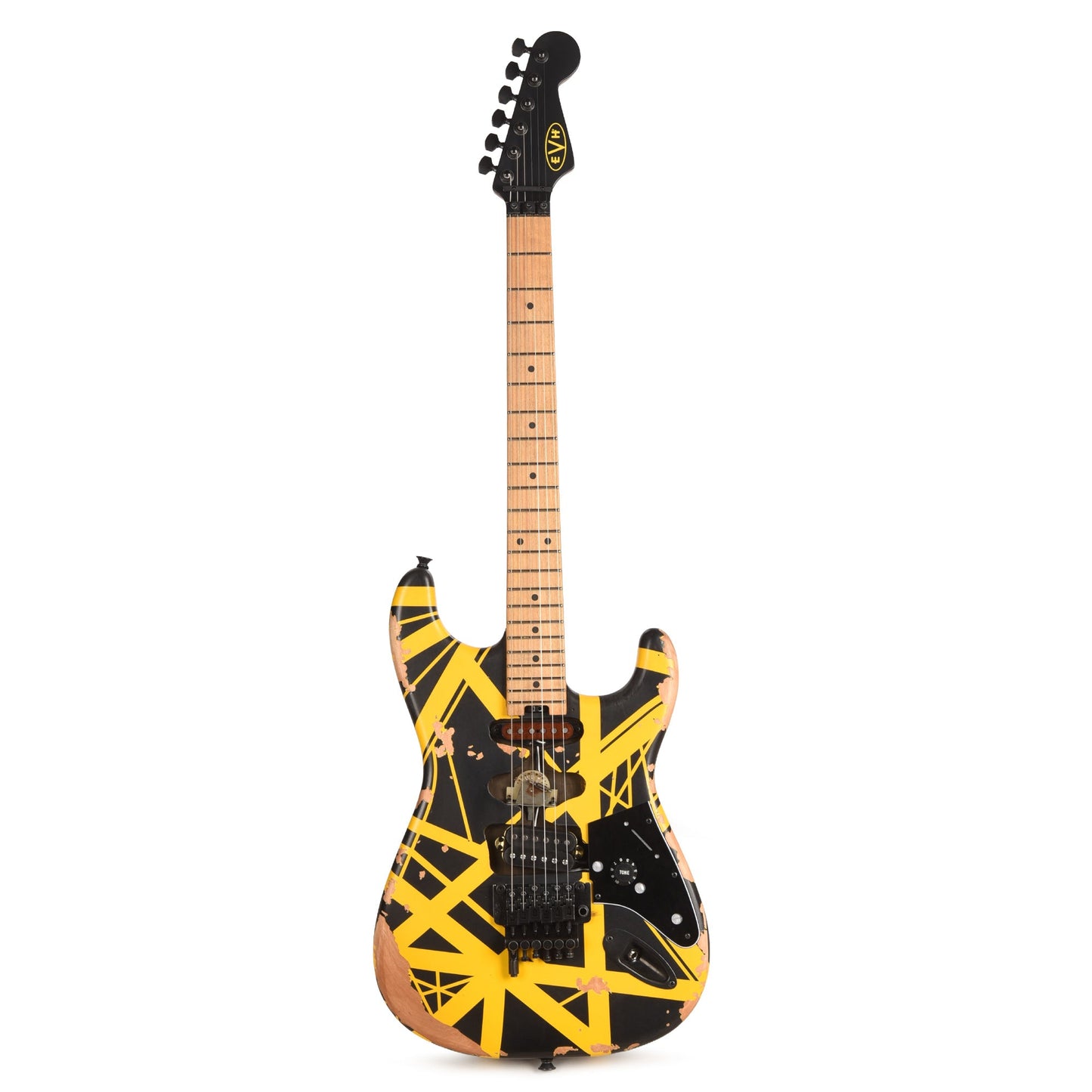 EVH Limited Edition Striped Series Frankenstein Frankie Black w/Yellow Stripes Aged