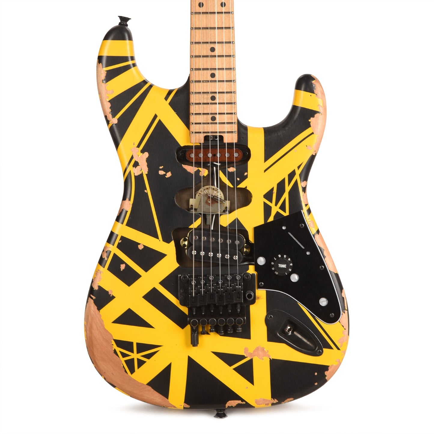 EVH Limited Edition Striped Series Frankenstein Frankie Black w/Yellow Stripes Aged