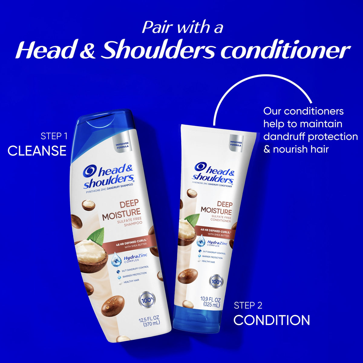 Deep Moisture Shea Butter Dandruff Shampoo, 24/7 Dandruff Protection, Zinc Pyrithione