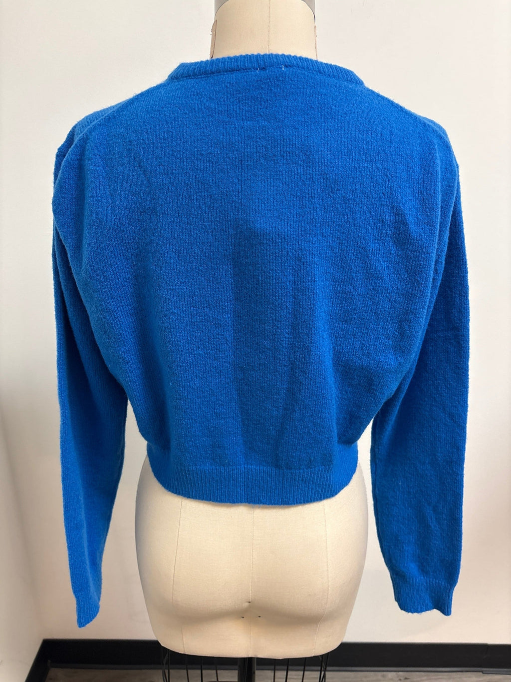 New Garage Blue Spongy Bodycon Cardi Sweater, L