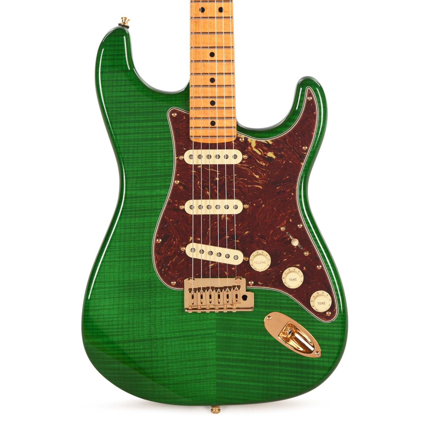 Fender Custom Shop Limited Edition Custom Deluxe AAA Flame Stratocaster NOS Emerald Green Transparent w/Gold Hardware