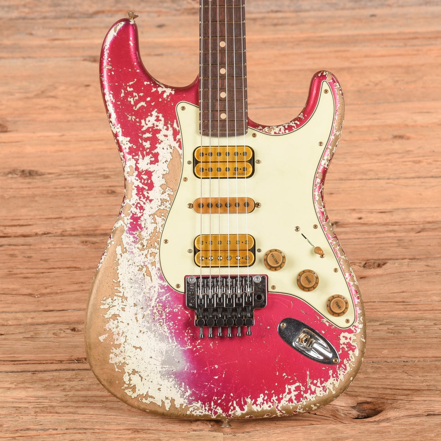 Fender Custom Shop Pink Lightning FR HSH Lipstick Pink Metallic Over Olympic White