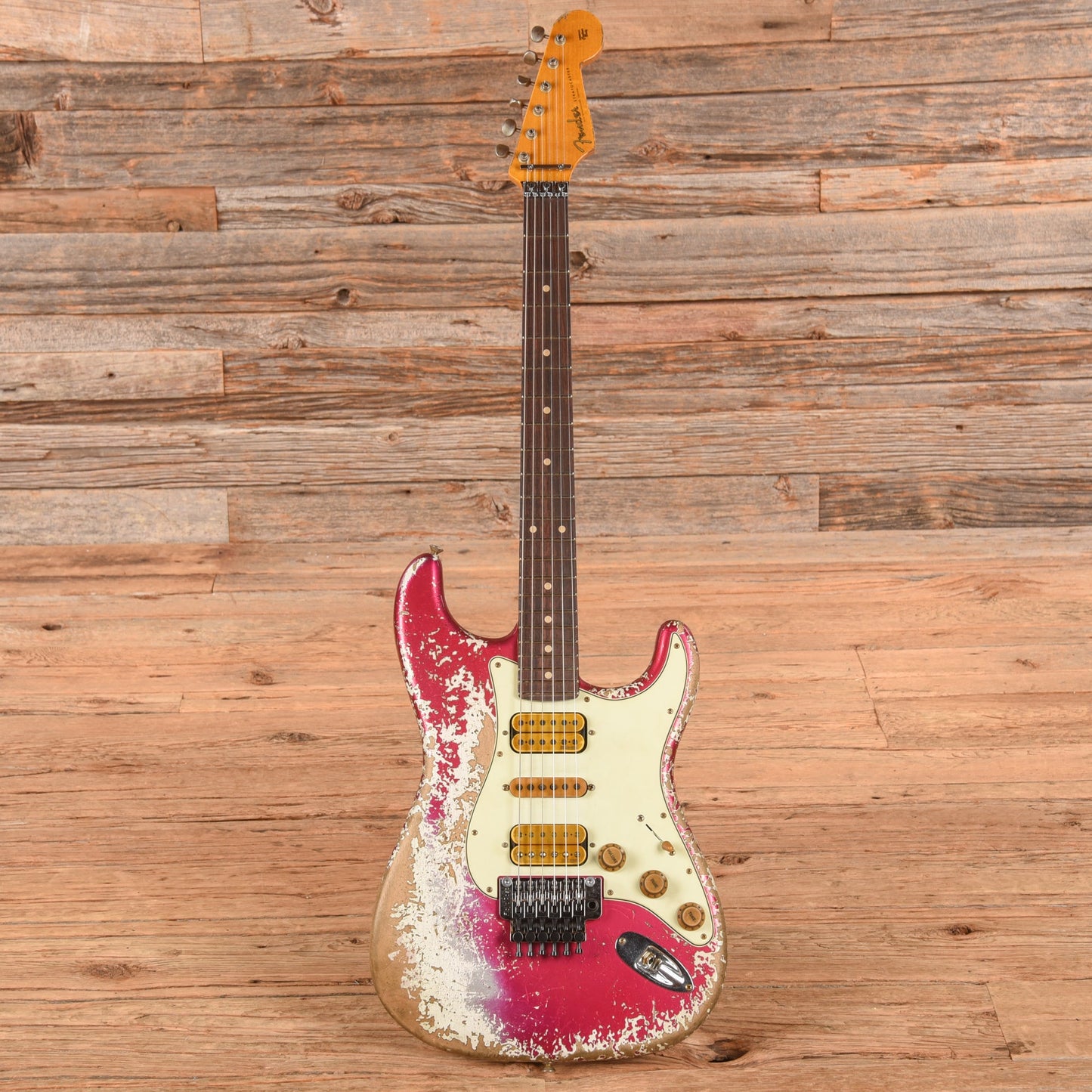 Fender Custom Shop Pink Lightning FR HSH Lipstick Pink Metallic Over Olympic White