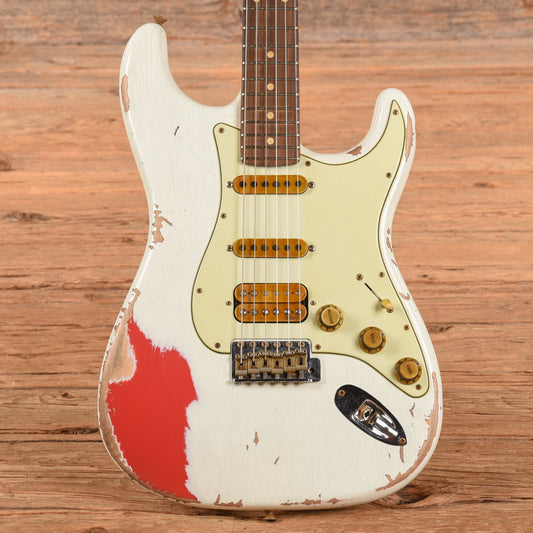 Fender Custom Shop White Lightning 2.0 Stratocaster Heavy Relic Aged Olympic White Over Fiesta Red 2022