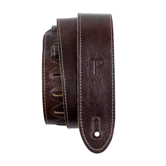 Perri's Deluxe Soft Italian Leather 2" Mahogany Guitar Strap
