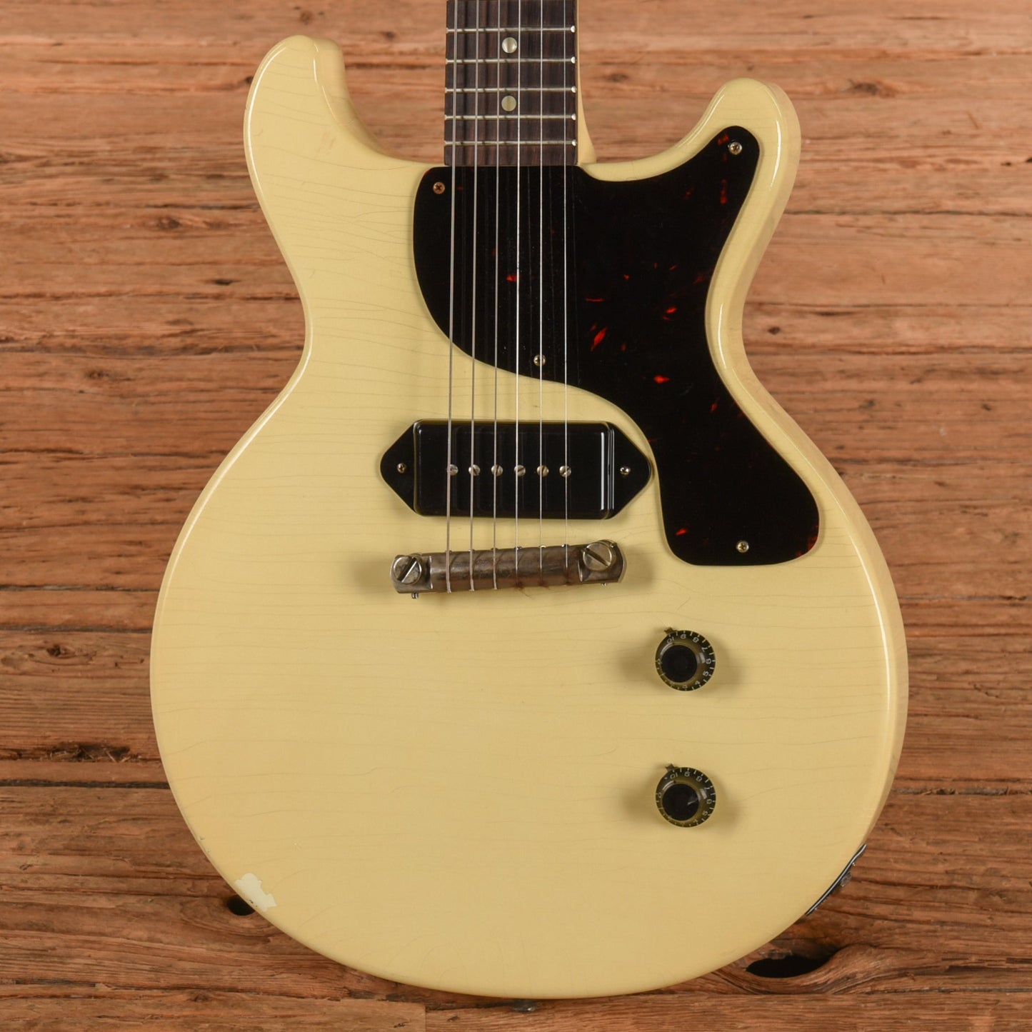Gibson Custom Shop 1958 Les Paul Junior Double Cut Antique Antique White Murphy Lab Ultra Light Aged
