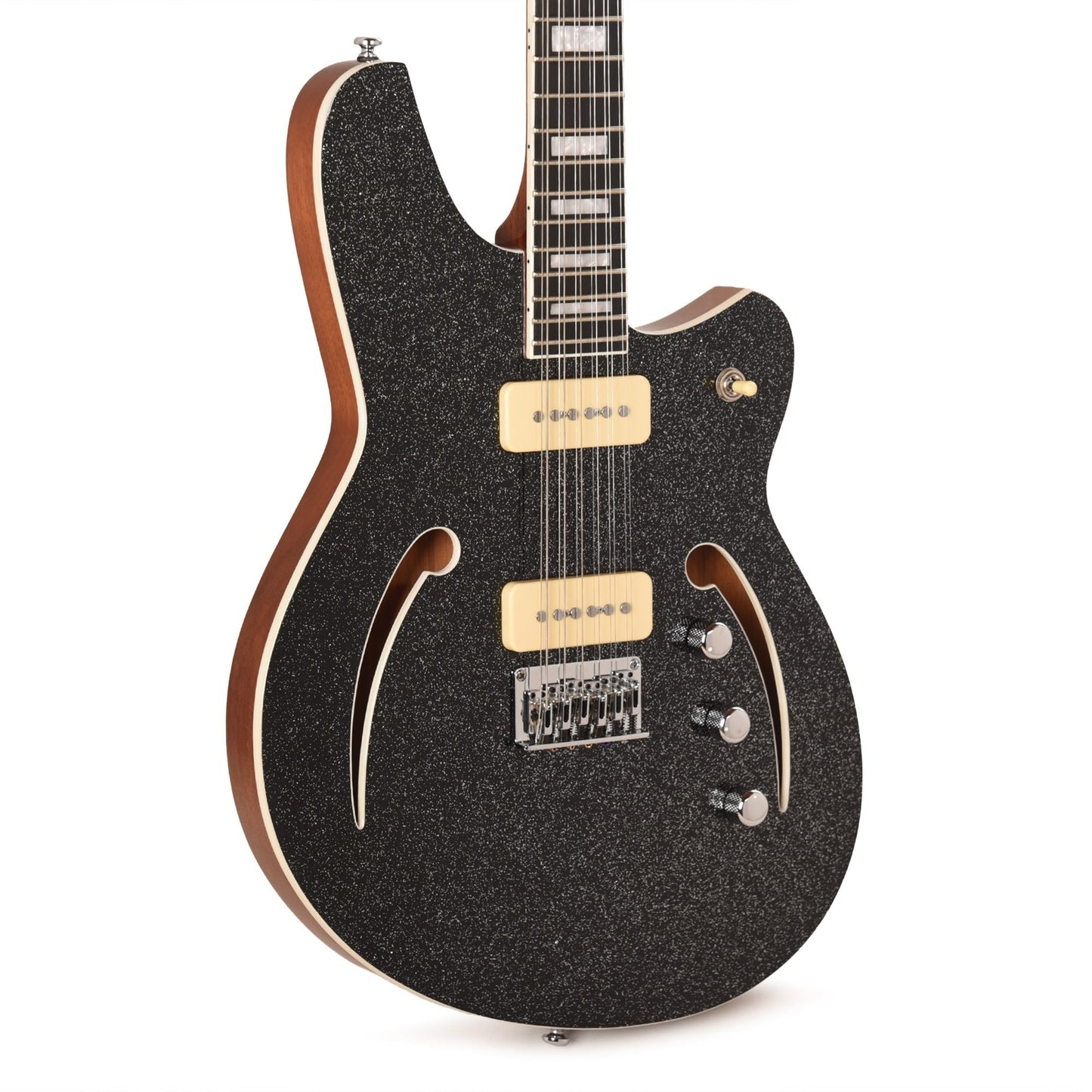Reverend Airwave 12-String Electric Guitar Black Sparkle