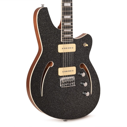 Reverend Airwave 12-String Electric Guitar Black Sparkle