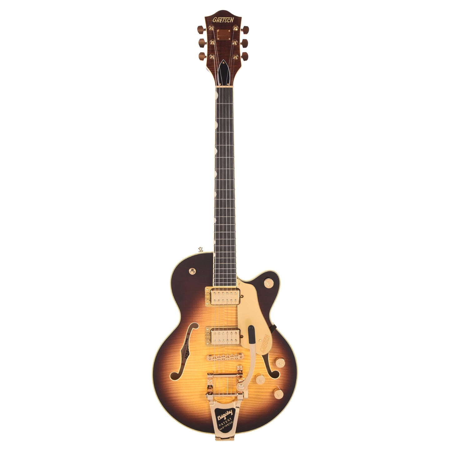 Gretsch Broadkaster Jr. LX Figured Center Block Caramel Dawn Gold Hardware w/String-Thru Bigsby