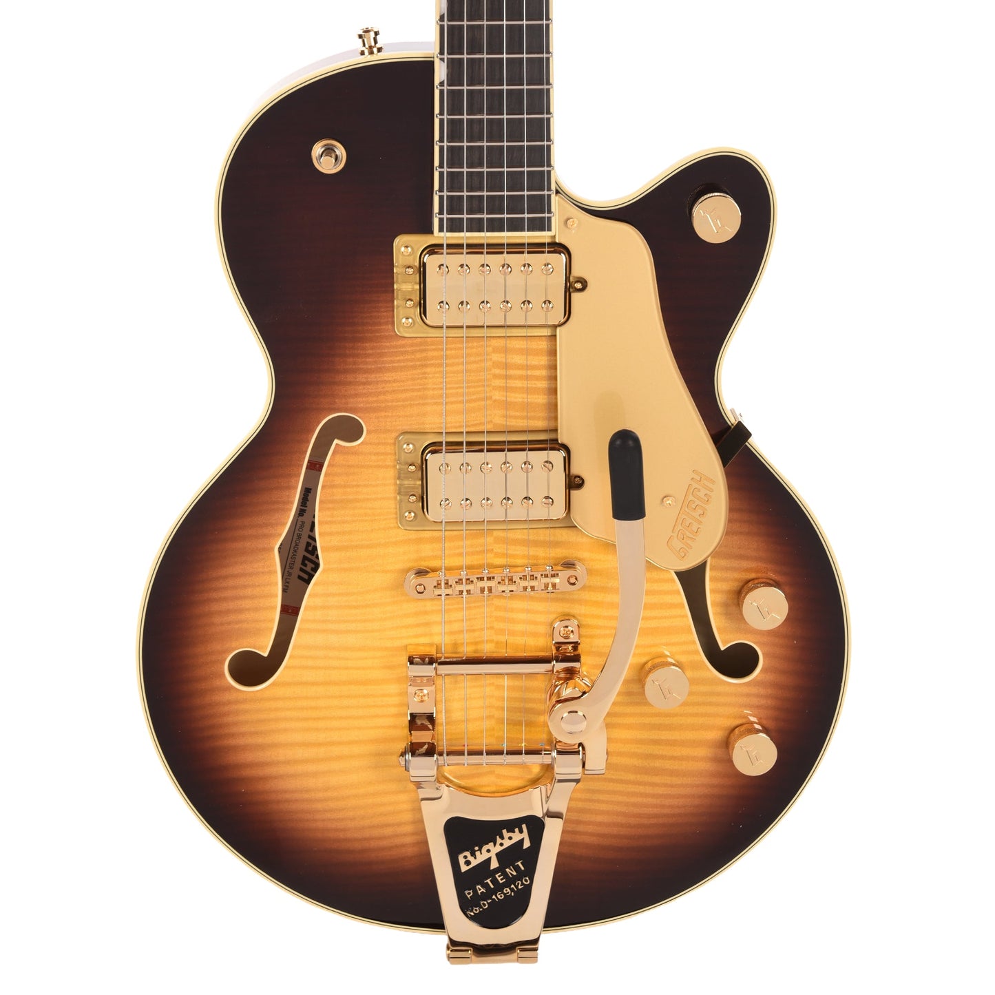 Gretsch Broadkaster Jr. LX Figured Center Block Caramel Dawn Gold Hardware w/String-Thru Bigsby