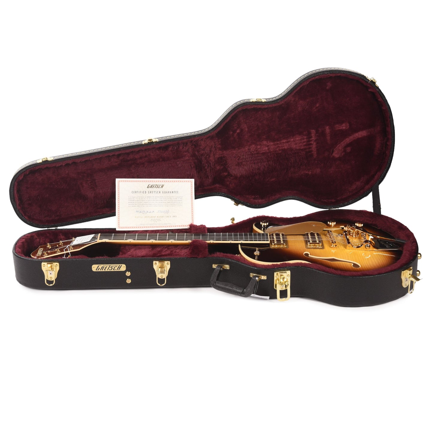 Gretsch Broadkaster Jr. LX Figured Center Block Caramel Dawn Gold Hardware w/String-Thru Bigsby