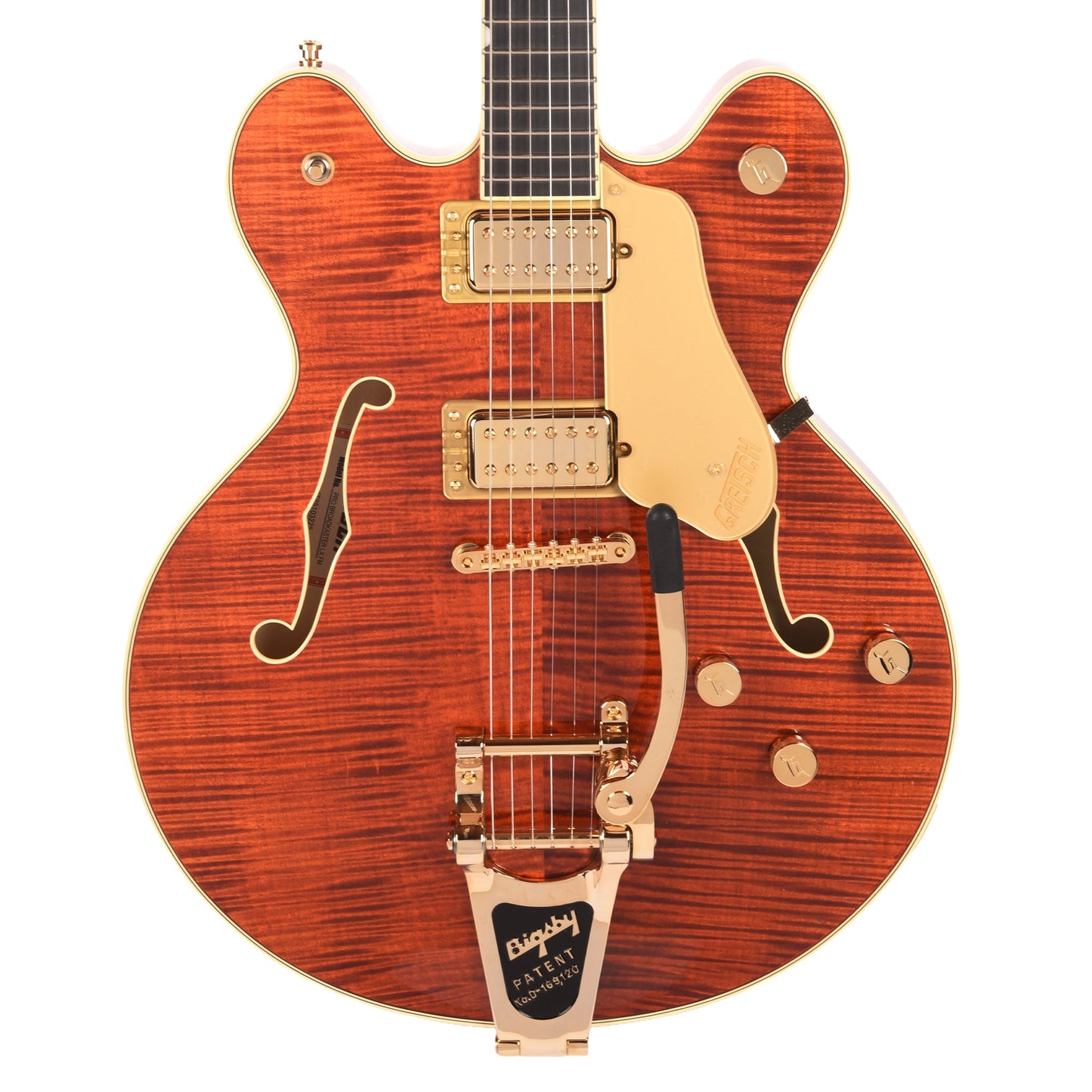 Gretsch Broadkaster LX Figured Center Block Bourbon Stain Gold Hardware w/String-Thru Bigsby